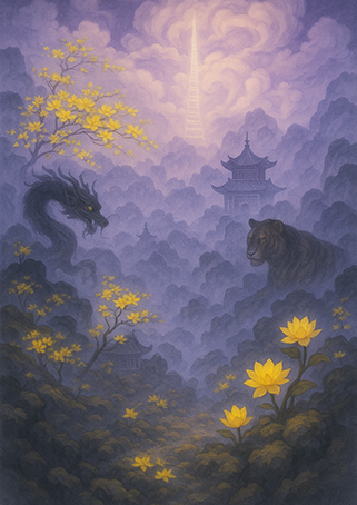 写意画・無根樹24章-第13章#320– 道(タオ）の哲理詩に基づく写意画アート作品