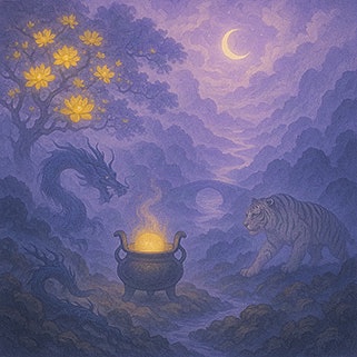 写意画・無根樹24章-第16章#506– 道(タオ）の哲理詩に基づく写意画アート作品