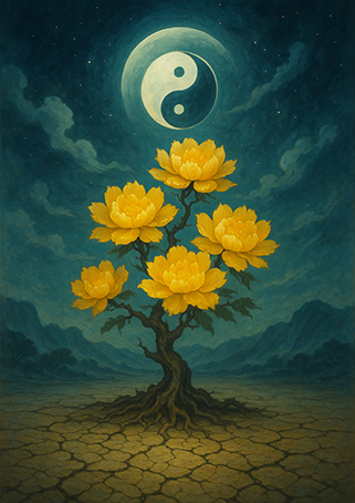 写意画・無根樹24章-第21章#427– 道(タオ）の哲理詩に基づく写意画アート作品