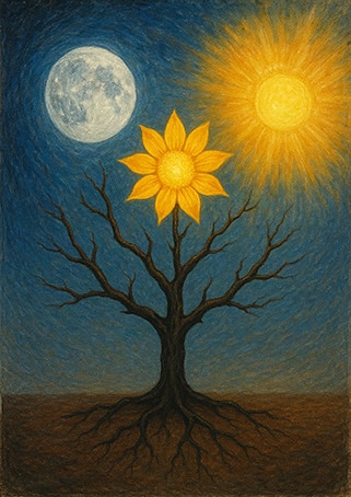 写意画・無根樹24章-第22章#420– 道(タオ)の哲理詩に基づく写意画アート作品