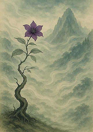 Xieyi・The Rootless Tree:100 Verses-Verse 5#409– Daoist-inspired Xieyi painting artwork