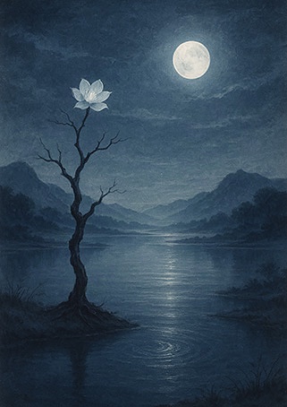 写意画・無根樹100首-第9首#386– 道(タオ）の哲理詩に基づく写意画アート作品