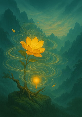 写意画・無根樹100首-第10首#425– 道(タオ)の哲理詩に基づく写意画アート作品