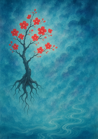 Xieyi・The Rootless Tree:100 Verses-Verse 43#319– Daoist-inspired Xieyi painting artwork