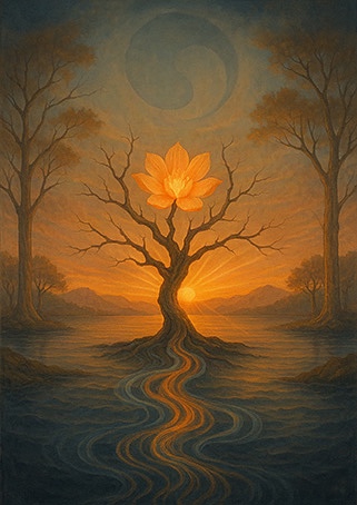 写意画・無根樹100首-第48首#351– 道(タオ）の哲理詩に基づく写意画アート作品