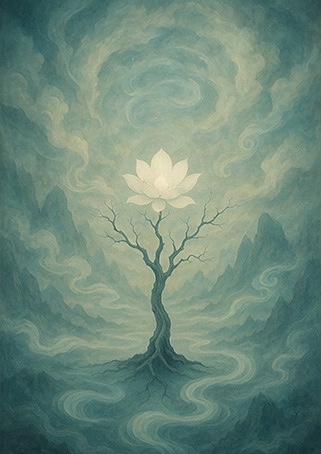 写意画・無根樹100首-第58首#461– 道(タオ）の哲理詩に基づく写意画アート作品