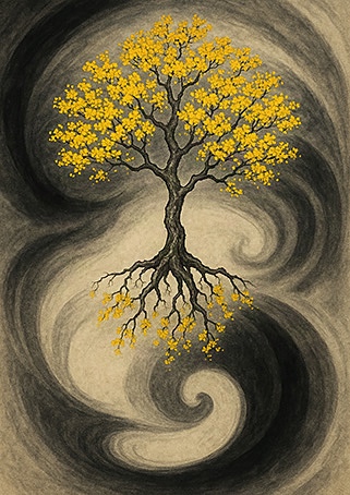 Xieyi・The Rootless Tree:100 Verses-Verse 67#456– Daoist-inspired Xieyi painting artwork