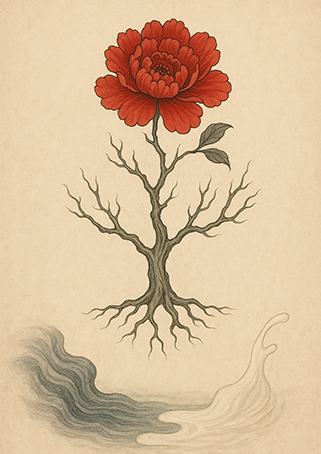 写意画・無根樹100首-第72首#426– 道(タオ）の哲理詩に基づく写意画アート作品