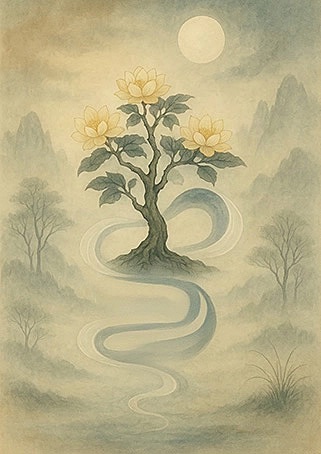 Xieyi・The Rootless Tree:100 Verses-Verse 74#294– Daoist-inspired Xieyi painting artwork