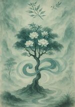 写意画・無根樹100首-第74首#306– 道(タオ）の哲理詩に基づく写意画アート作品