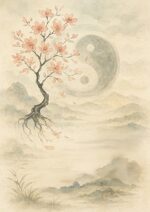 写意画・無根樹100首-第80首#493– 道(タオ）の哲理詩に基づく写意画アート作品