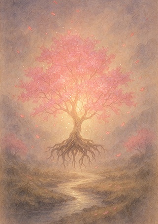 写意画・無根樹100首-第82首#416– 道(タオ）の哲理詩に基づく写意画アート作品