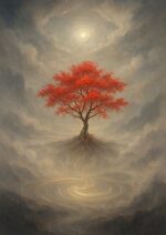 写意画・無根樹100首-第87首#496– 道(タオ）の哲理詩に基づく写意画アート作品