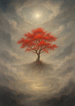 写意画・無根樹100首-第87首#496– 道(タオ）の哲理詩に基づく写意画アート作品