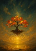 写意画・無根樹100首-第88首#361– 道(タオ）の哲理詩に基づく写意画アート作品