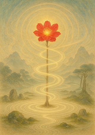 写意画・無根樹100首-第92首#297– 道(タオ）の哲理詩に基づく写意画アート作品