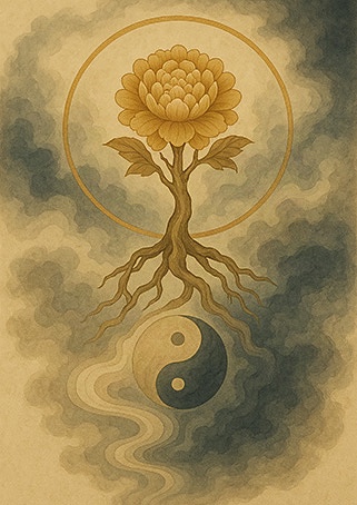 写意画・無根樹100首-第100首#403– 道(タオ)の哲理詩に基づく写意画アート作品