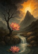 写意画・無根樹100首-首外第9首#307– 道(タオ）の哲理詩に基づく写意画アート作品