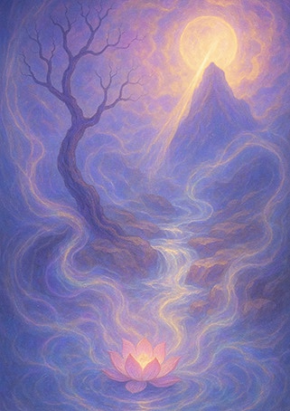 写意画・無根樹100首-首外第9首#477– 道(タオ）の哲理詩に基づく写意画アート作品